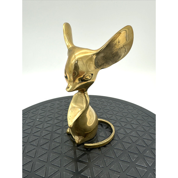 Vintage Solid Brass Mouse Figurine Made in Korea EUC - Picture 1 of 6